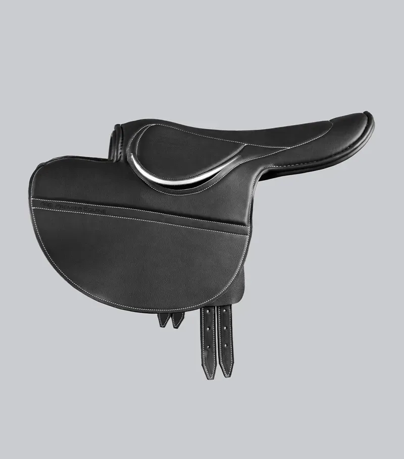 Premier Equine One Size Leather Half Tree Exercise Racing Saddle in Black-2