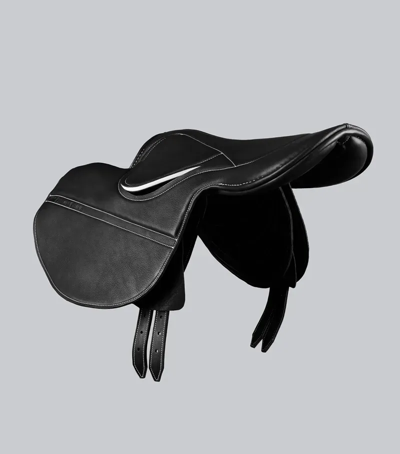 Premier Equine One Size Leather Half Tree Exercise Racing Saddle in Black-3