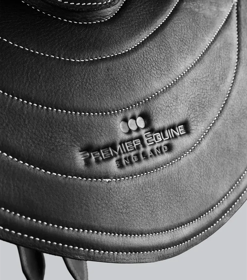 Premier Equine One Size Leather Half Tree Exercise Racing Saddle in Black-4