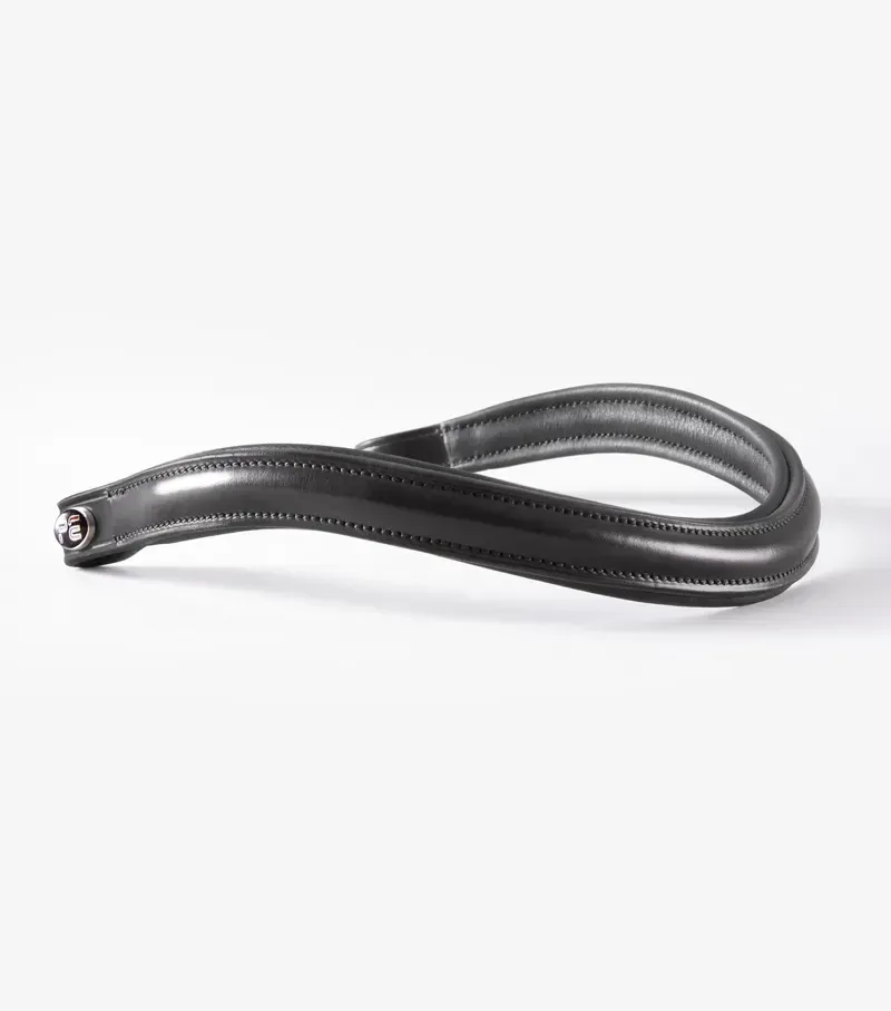 Premier Equine Cob Liscio Plain Shaped Leather Browband in Black