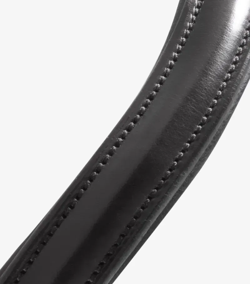 Premier Equine Cob Liscio Plain Shaped Leather Browband in Black-3