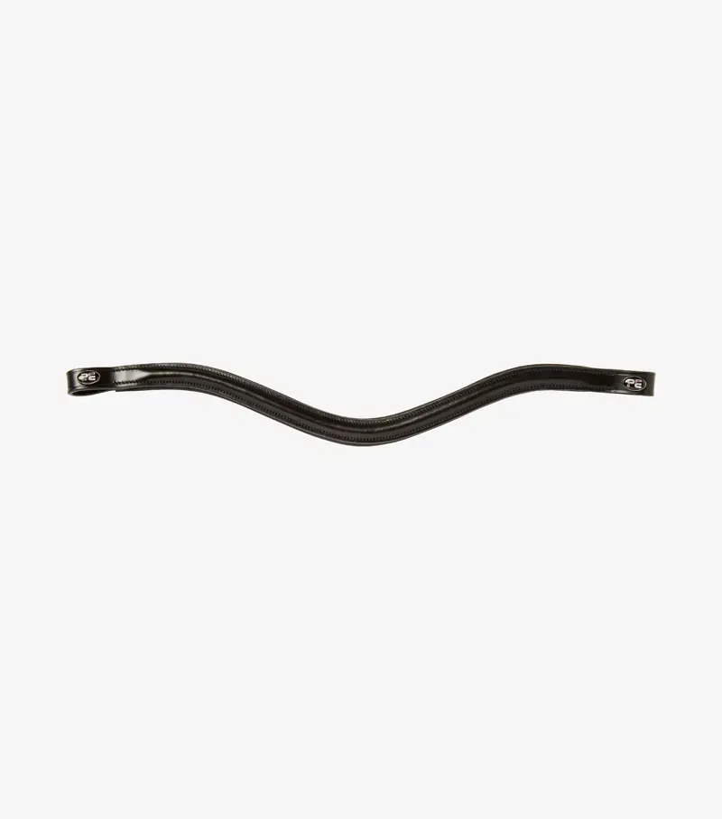 Premier Equine Cob Liscio Plain Shaped Leather Browband in Black-2