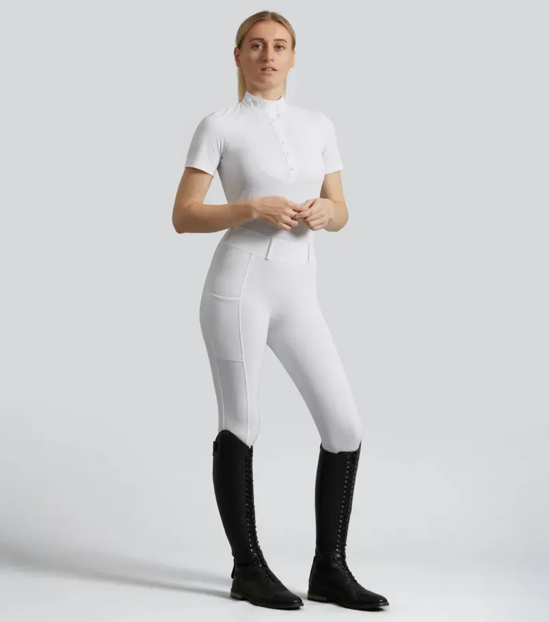 Premier Equine Luceo Womens Full Seat Competition Riding Tights in White