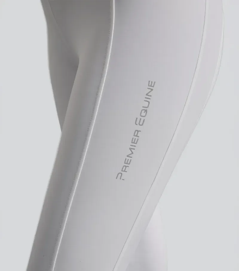 Premier Equine Luceo Womens Full Seat Competition Riding Tights in White-2