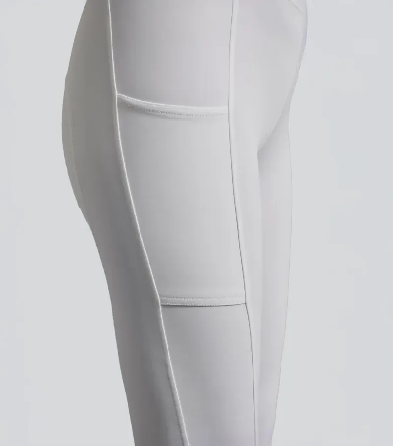 Premier Equine Luceo Womens Full Seat Competition Riding Tights in White-3