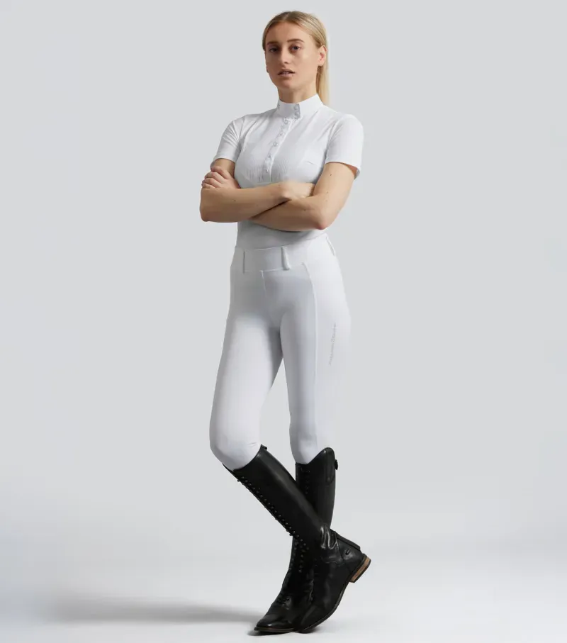 Premier Equine Luceo Womens Gel Knee Competition Riding Tights in White