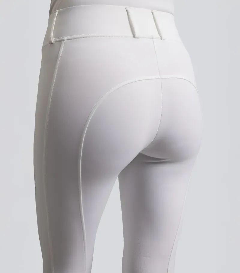 Premier Equine Luceo Womens Gel Knee Competition Riding Tights in White-1