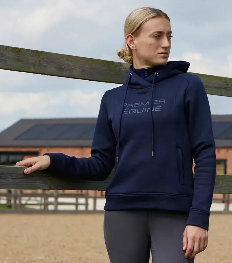 Premier Equine UK 12 Ladies Lucia Hoodie in Navy-1