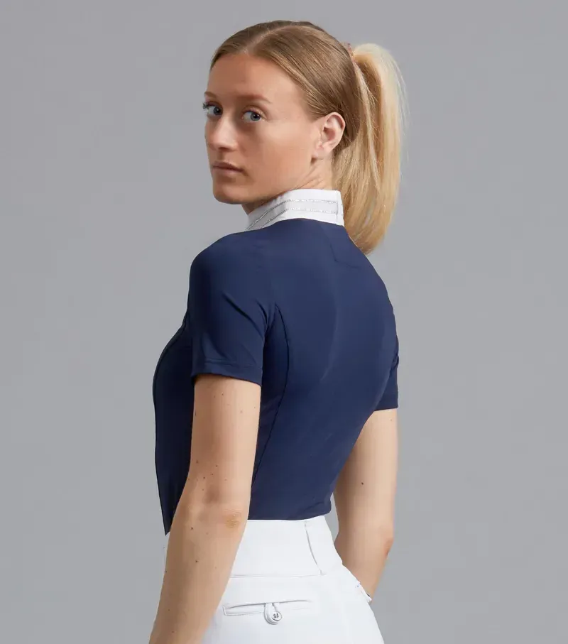 Premier Equine Maria Diamante Show Shirt in Navy-2
