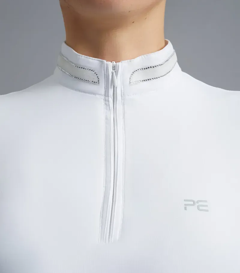 Premier Equine Maria Diamante Show Shirt in White-3