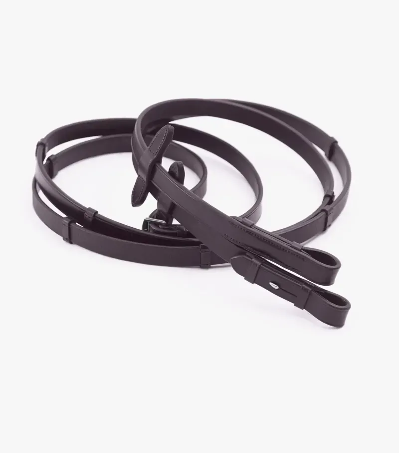 Premier Equine 3/4 Matteo Leather Grip Reins in Brown-2