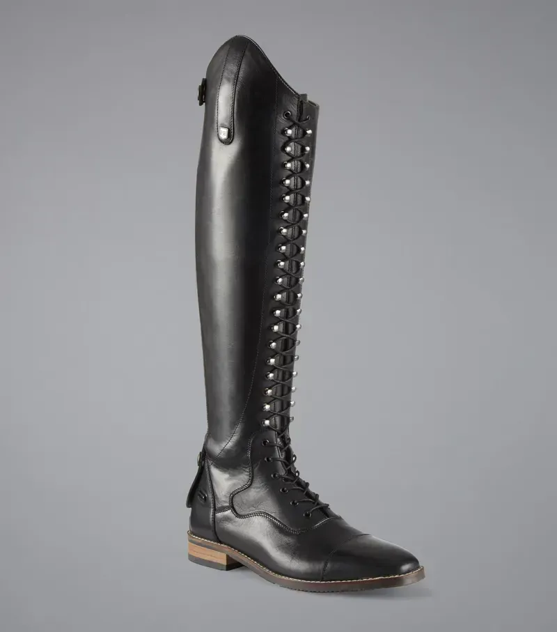 Premier Equine Ladies Maurizia Lace Front Tall Leather Riding Boot in Black