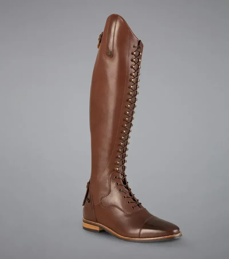 Premier Equine Ladies Maurizia Lace Front Tall Leather Riding Boot in Brown