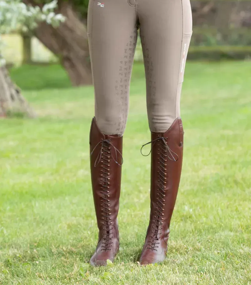 Premier Equine Ladies Maurizia Lace Front Tall Leather Riding Boot in Brown-1