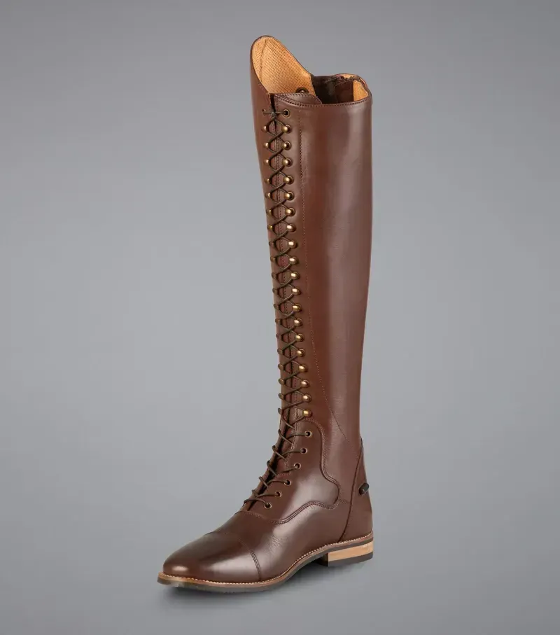 Premier Equine Ladies Maurizia Lace Front Tall Leather Riding Boot in Brown-2