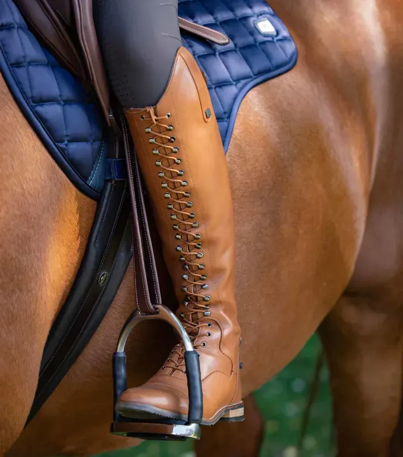 Premier Equine Ladies Maurizia Lace Front Tall Leather Riding Boot in Cognac-1