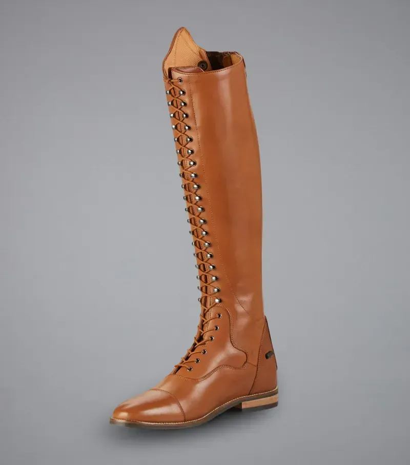 Premier Equine Ladies Maurizia Lace Front Tall Leather Riding Boot in Cognac-4