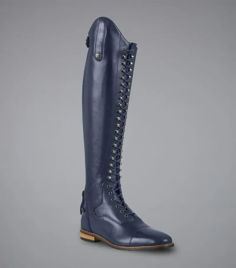 Premier Equine Ladies Maurizia Lace Front Tall Leather Riding Boot in Navy