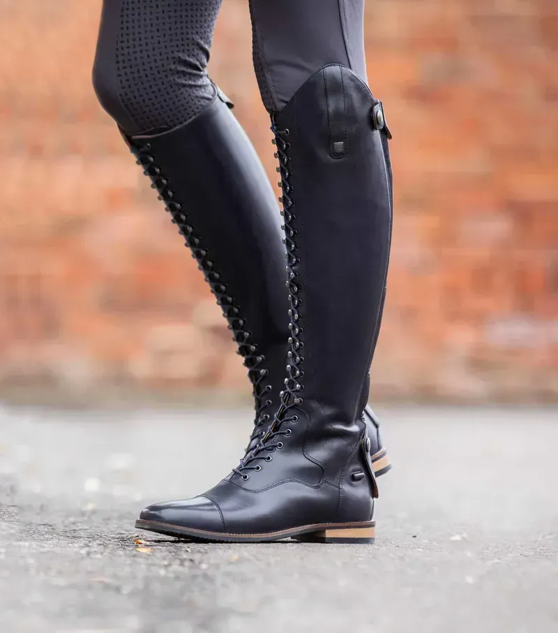 Premier Equine Ladies Maurizia Lace Front Tall Leather Riding Boot in Navy-1