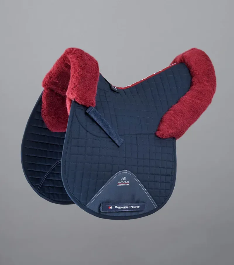 Premier Equine Merino Wool GP/Jump Numnah in Navy/Burgundy Wool