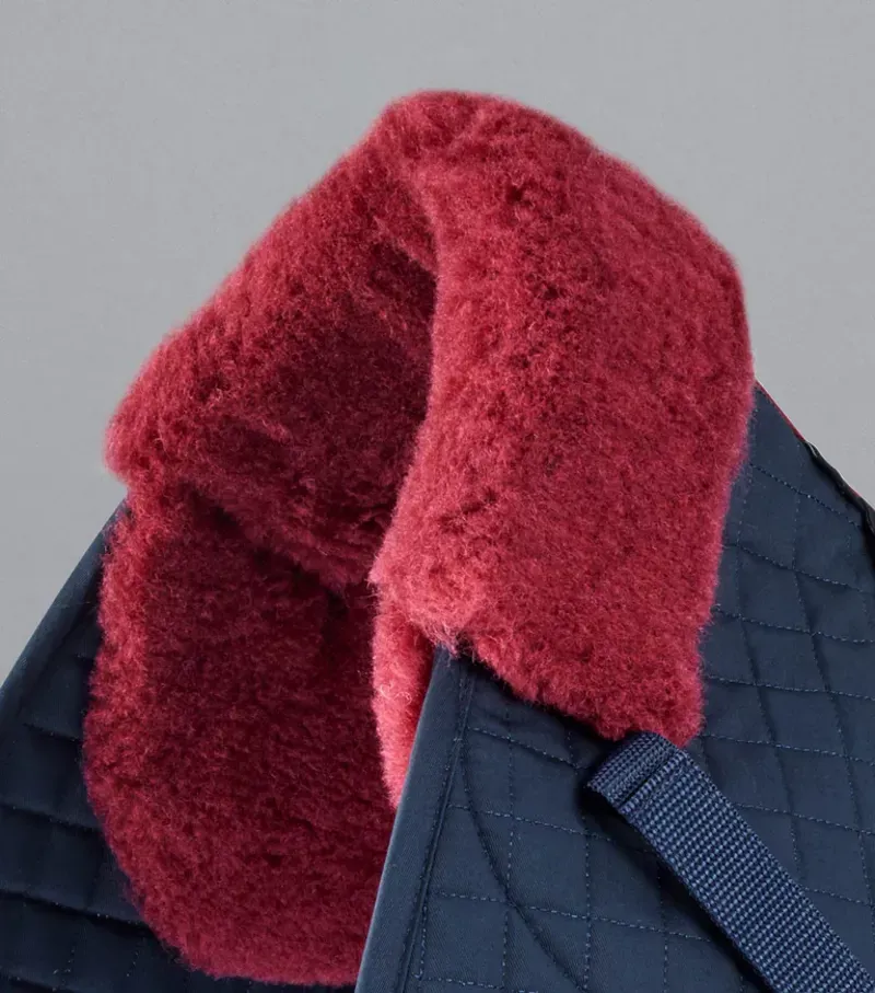 Premier Equine Merino Wool GP/Jump Numnah in Navy/Burgundy Wool-2