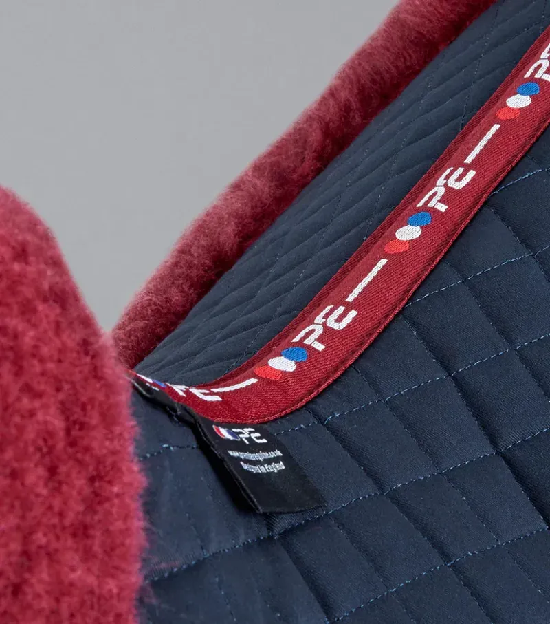Premier Equine Merino Wool GP/Jump Numnah in Navy/Burgundy Wool-3