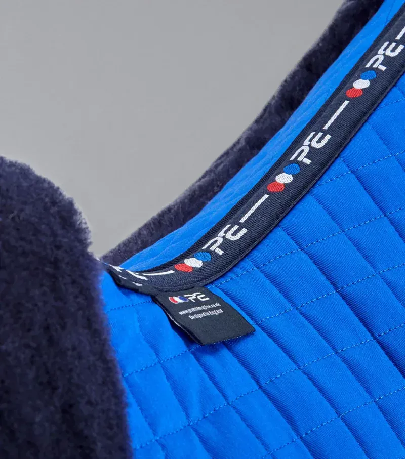 Premier Equine Merino Wool GP/Jump Numnah in Royal Blue/Navy Wool-2