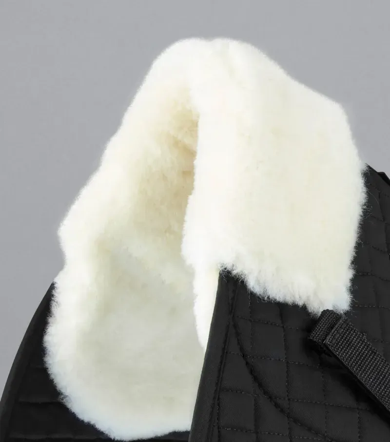 Premier Equine Merino Wool GP/Jump Numnah in Black/Natural Wool-1