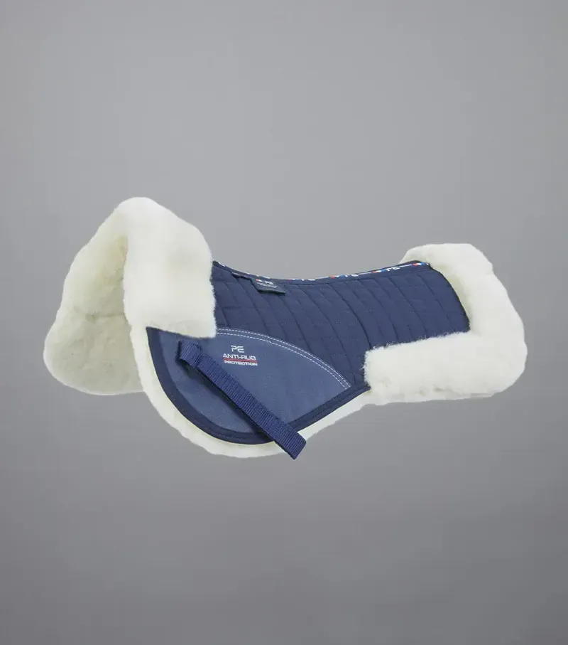 Premier Equine Merino Wool Half Pad in Navy/Natural Wool