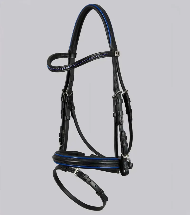 Premier Equine Pony Mineo Snaffle Bridle in Black/Blue-4