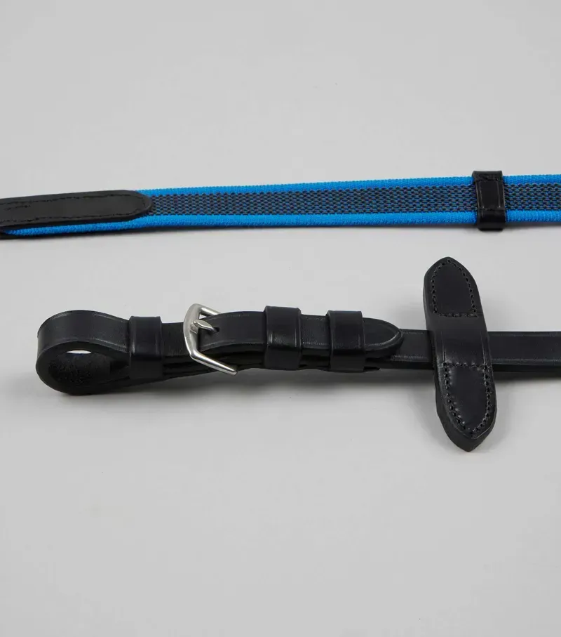 Premier Equine Pony 6/8 Mineo Continental Reins in Black/Blue-3