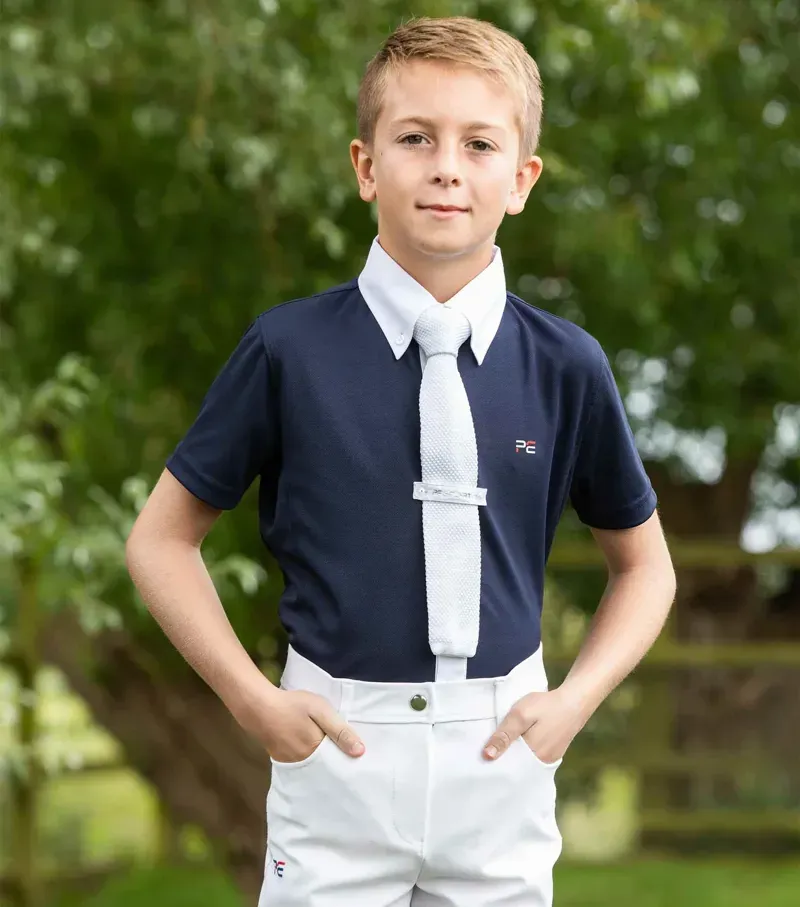 Mini Antonio Boy's Short Sleeve Show Shirt / Navy-5