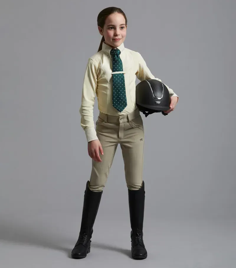 Premier Equine Girls Tessa Long Sleeve Show Shirt in Vanilla-1
