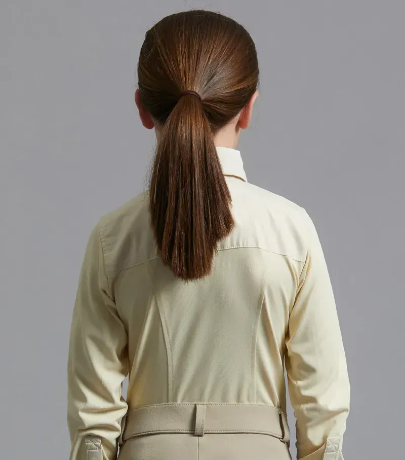 Premier Equine Girls Tessa Long Sleeve Show Shirt in Vanilla-2