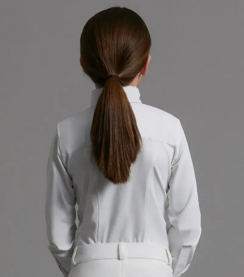 Premier Equine Girls Tessa Long Sleeve Show Shirt in White-2
