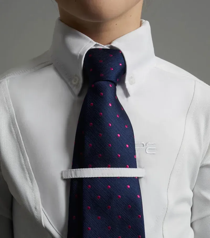 Premier Equine Girls Tessa Long Sleeve Show Shirt in White-3