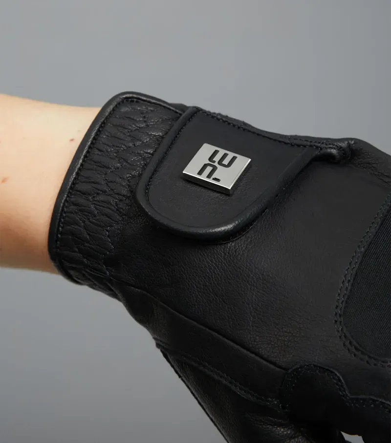 Premier Equine Ladies Mizar Leather Riding Gloves in Black-2