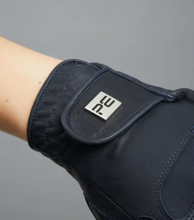 Premier Equine Ladies Mizar Leather Riding Gloves in Navy-2
