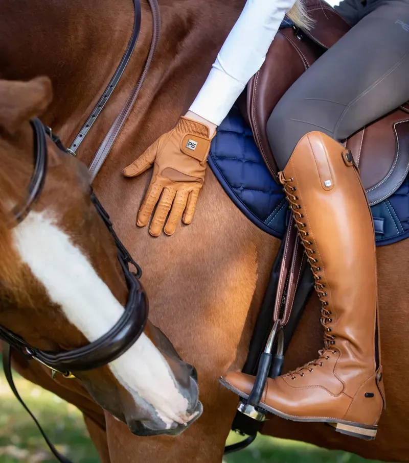 Premier Equine Ladies X-Small 6.5 Mizar Leather Riding Gloves in Tan-1