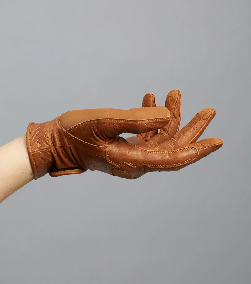 Premier Equine Ladies X-Small 6.5 Mizar Leather Riding Gloves in Tan-3