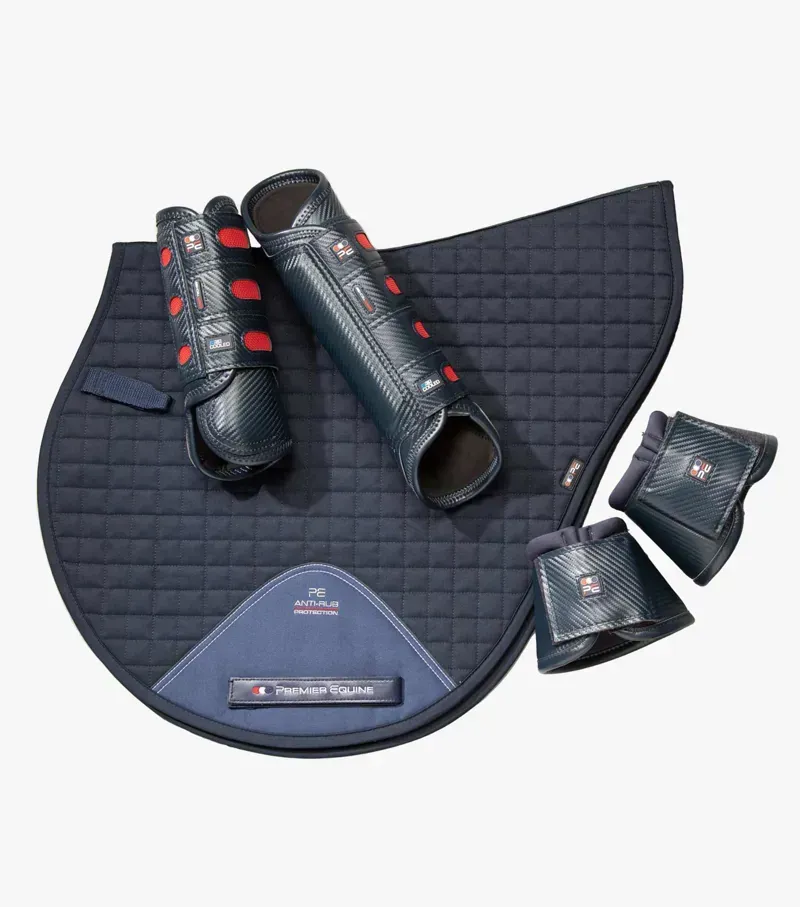 Premier Equine Carbon Wrap Over Reach Boots in Navy-1
