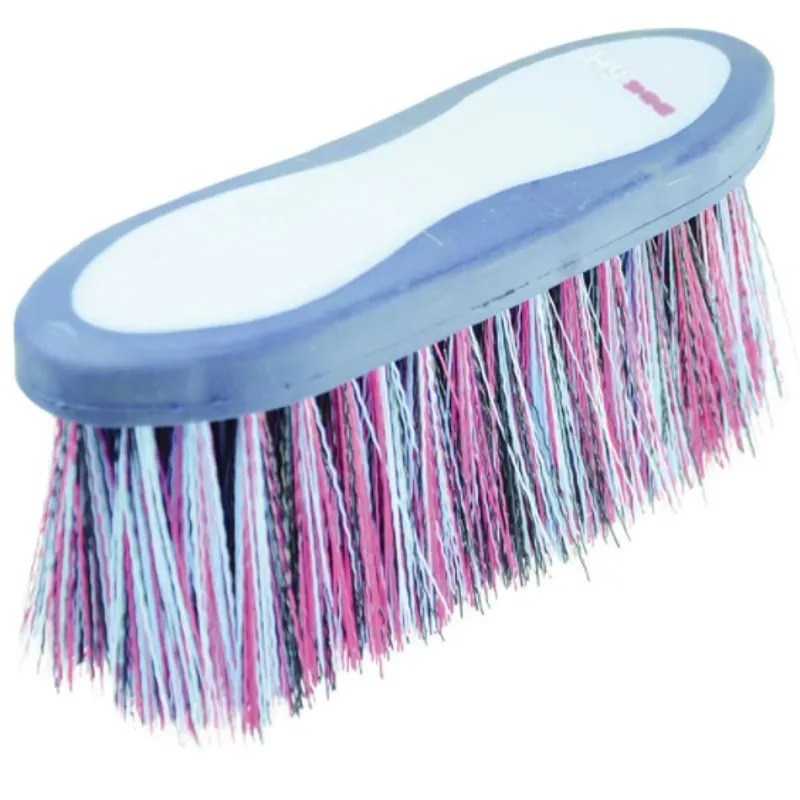 Hy Shine Pro Groom Long Bristle Dandy Brush in Navy/Light Blue