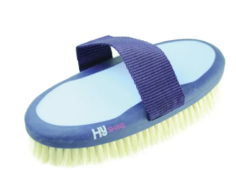 Hy Shine Pro Groom Goat Hair Body Brush in Navy/Light Blue