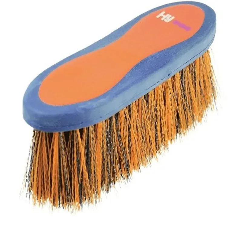 Hy Shine Pro Groom Long Bristle Dandy Brush in Navy/Orange