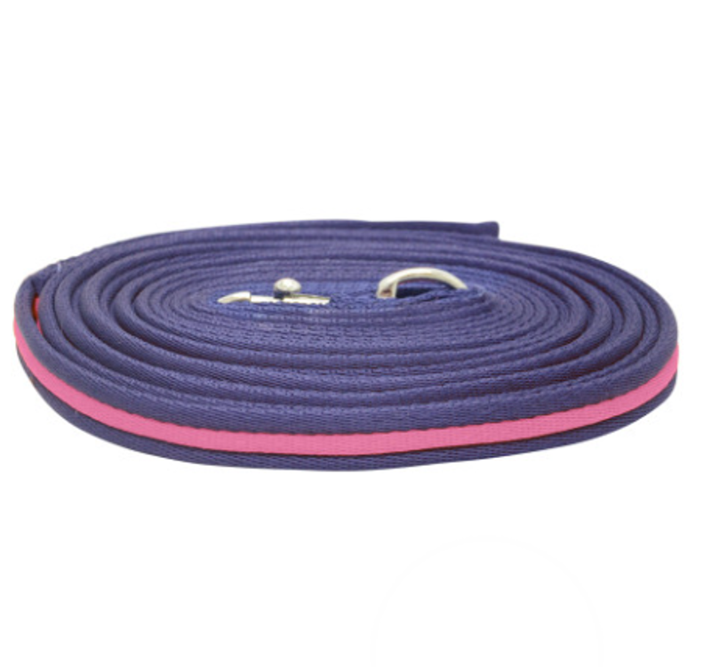 Hy Soft Webbing Lunge Rein in Navy/Pink