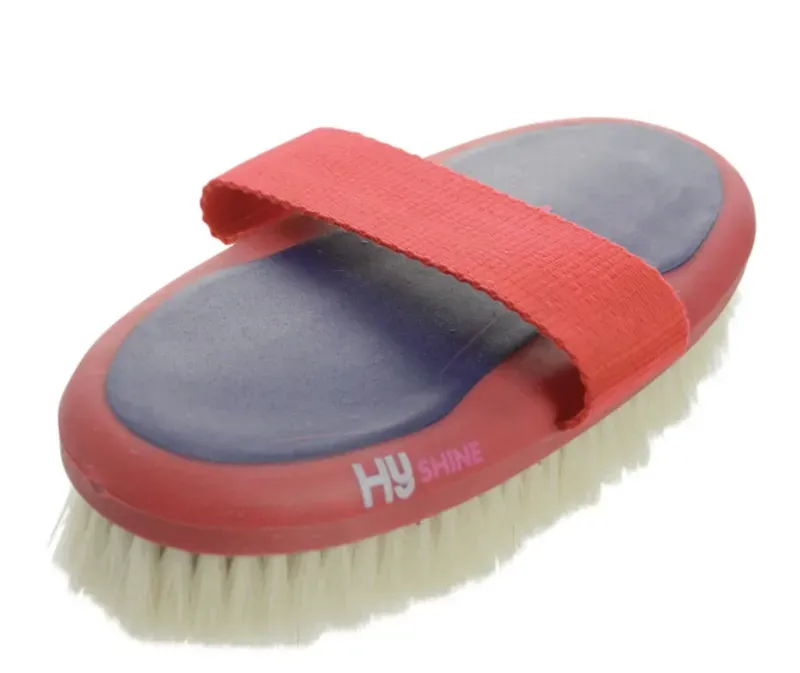 Hy Shine Pro Groom Goat Hair Body Brush in Navy/Red