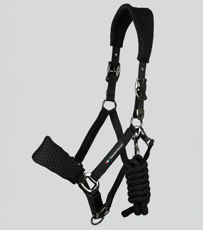 Premier Equine Necto 3D Mesh Head Collar With Lead Rope in Black