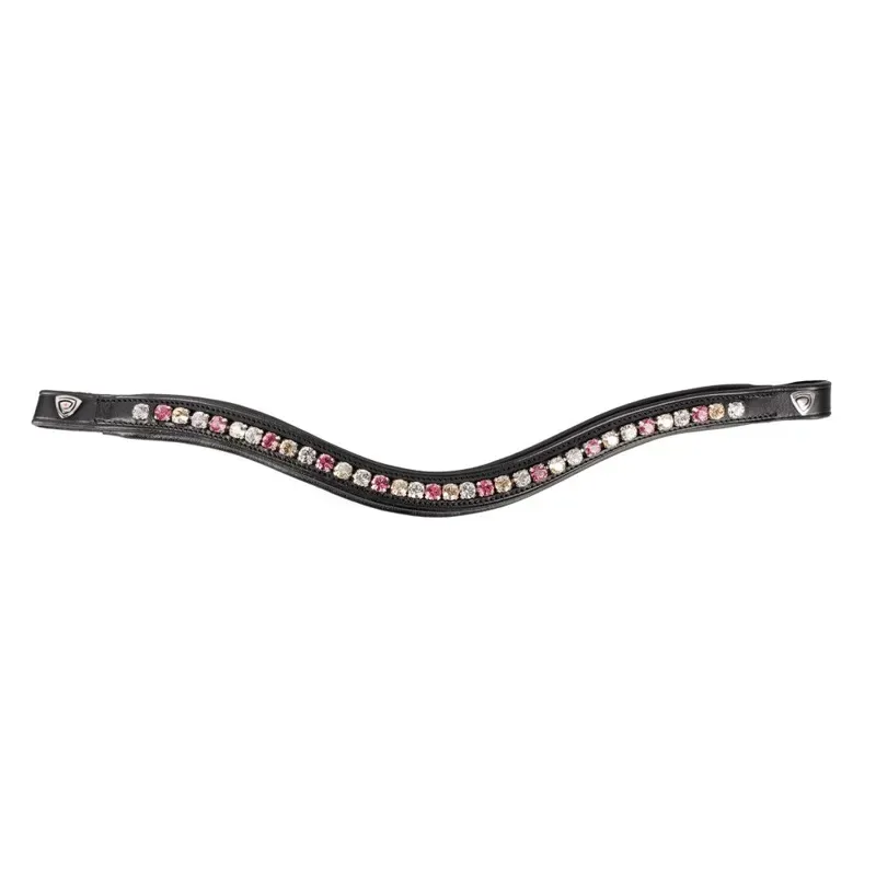 Hy Equestrian ProPresicce Signature Curved Diamante Browband With Pink/Silver/Taupe Diamantes in Black