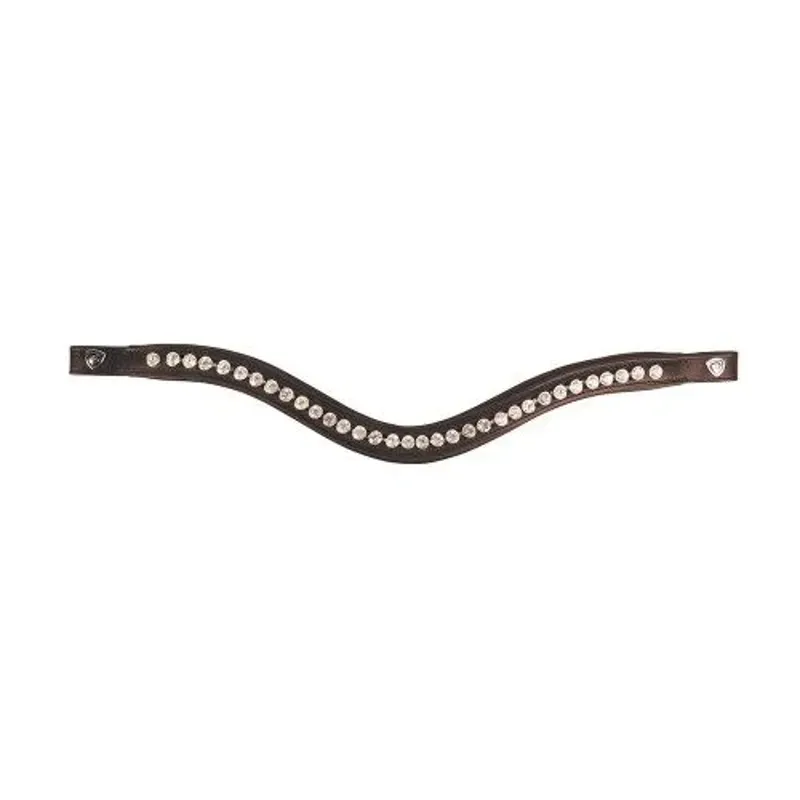 Hy Equestrian ProPresicce Signature Curved Diamante Browband With Silver Diamantes in Brown