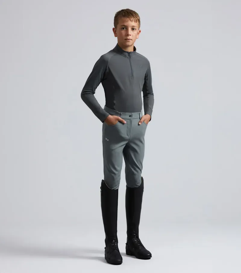 Premier Equine Junior Ombretta Technical Riding Top in Anthracite Grey-1